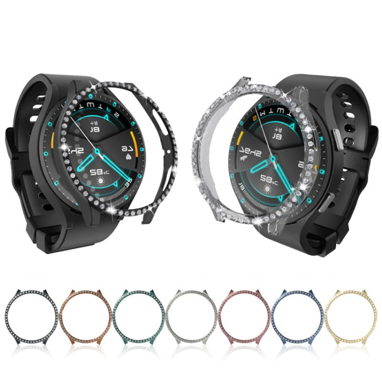 Diamond rhinestone watch case accessory set with clear bezel and black silicone straps