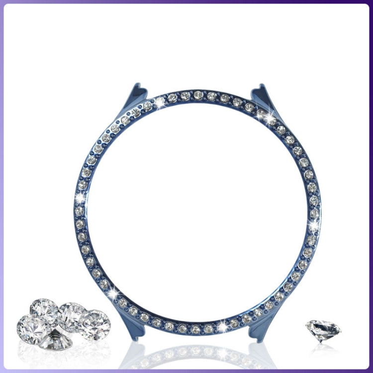 Blue TPU watch case with clear diamond rhinestone bezel and raised silicone corners