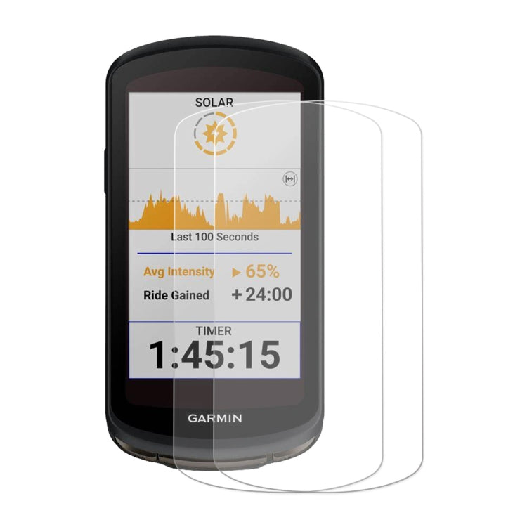 Garmin Edge screen protector film set, clear tempered glass for front display