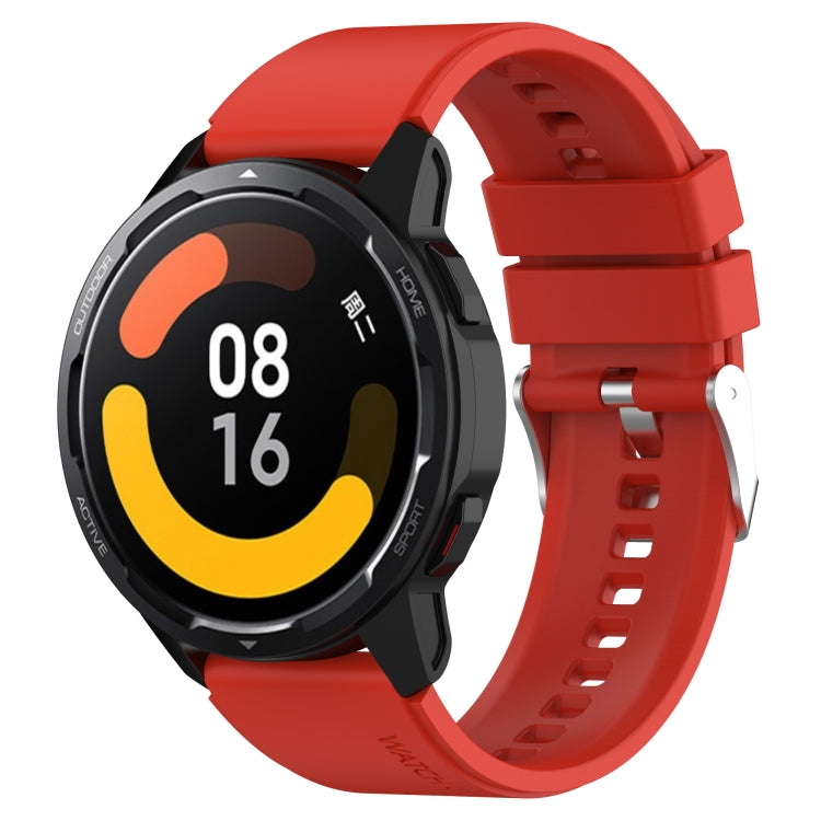 Red silicone watch strap with protruding head buckle for 22mm watch bands