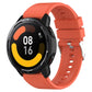 Coral red silicone watch strap with silver protruding buckle and perforated band for smartwatch