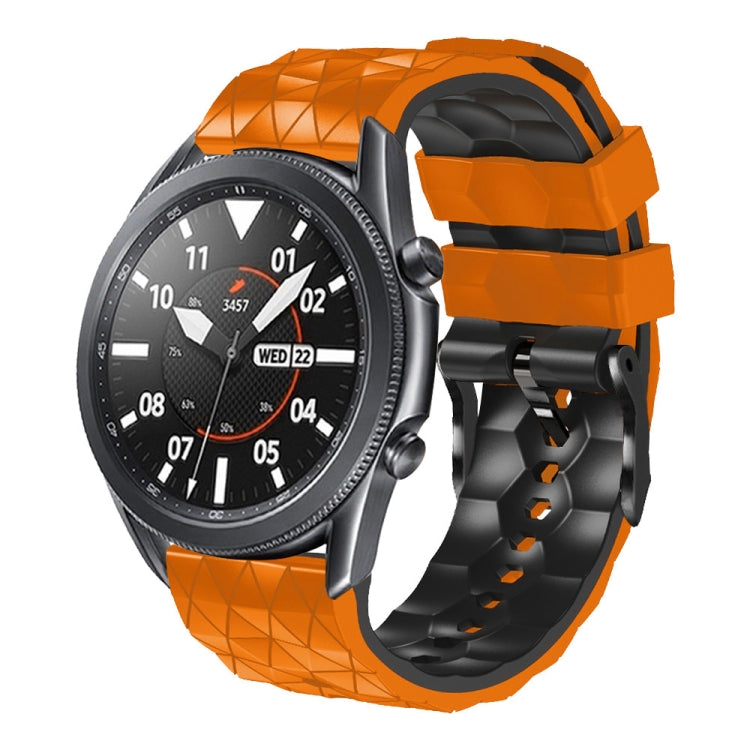 22mm two-color silicone watch strap, orange and black geometric football pattern