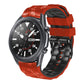 22mm two-color silicone watch strap, black and orange geometric football pattern, full view