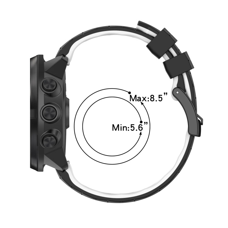 Black silicone watch strap adapter with fit range Min 5.6" and Max 8.5"