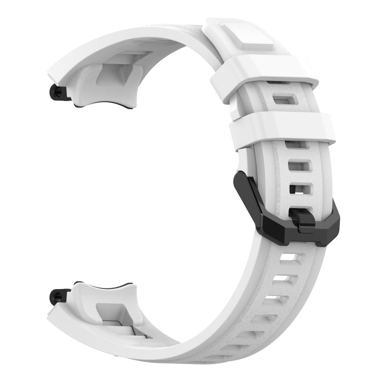 Silicone leisure watch band for Amazfit T-Rex 2 in white, strap ends close-up