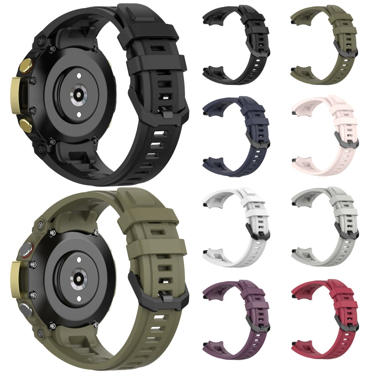 Silicone watch band set in black, white, green, blue, and pink colors