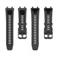 Silicone watch band in dark tones with perforated strap and sliding clasp
