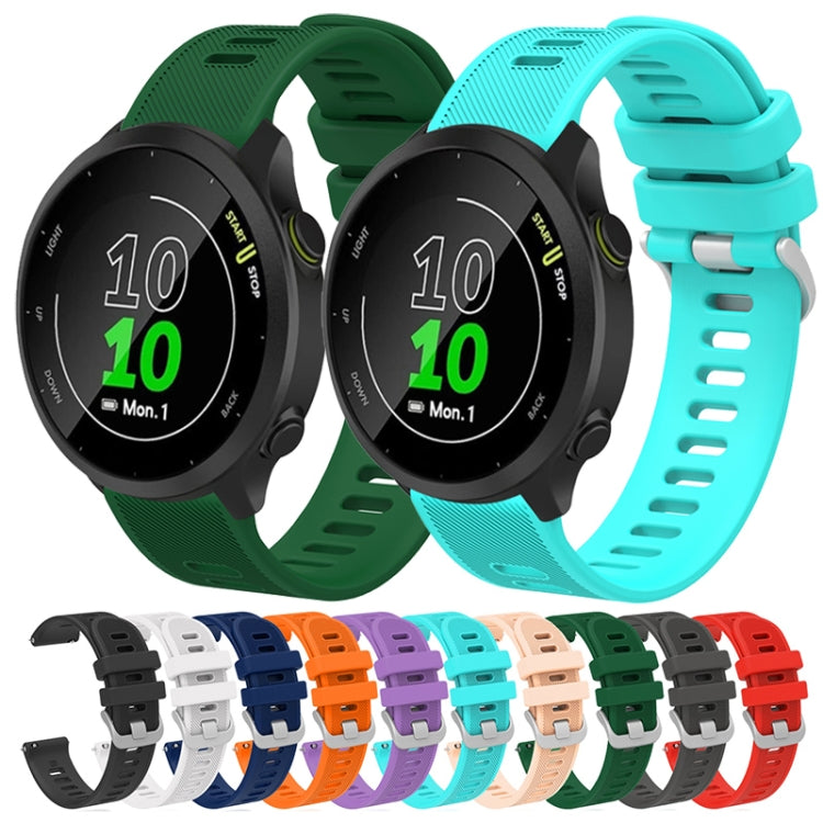 Two 20mm silicone twill watch bands in green and teal, textured straps with holes.