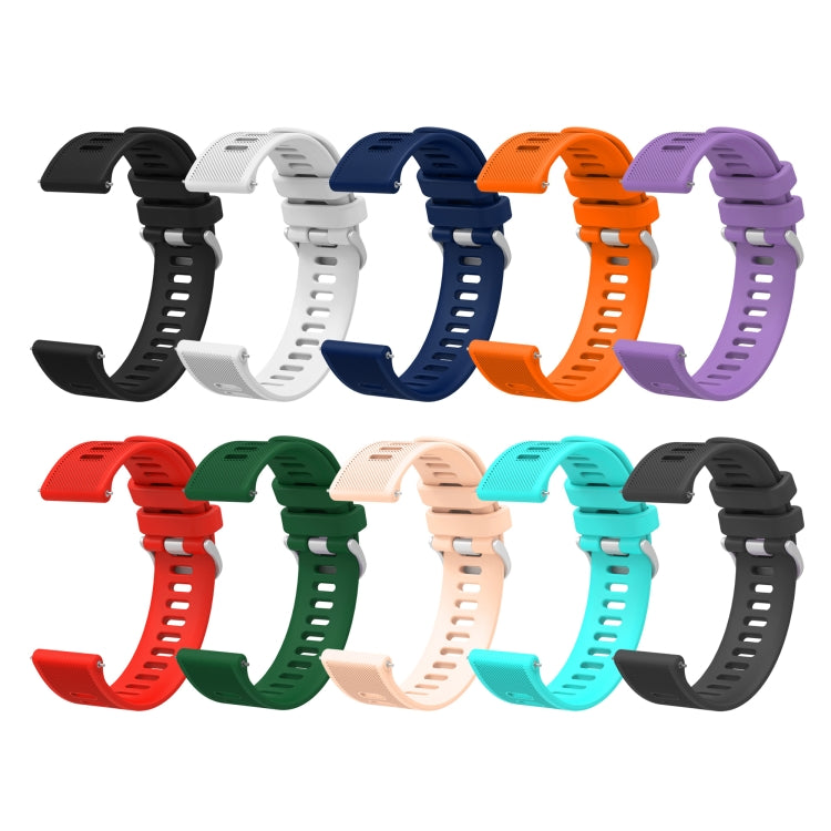 Assorted 20mm silicone twill watch bands set in multiple colors, textured straps.