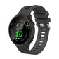20mm silicone twill watch band, grey perforated strap with round smartwatch face.