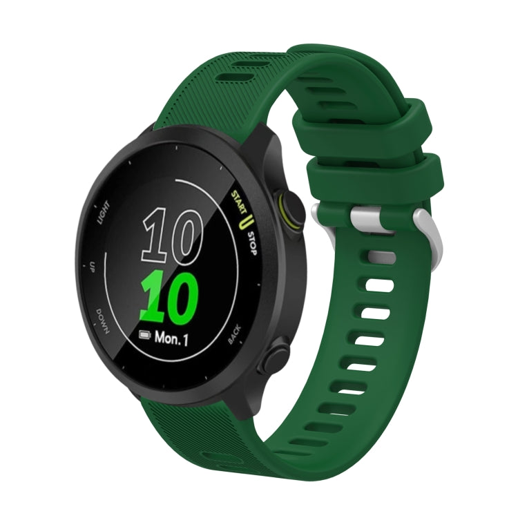 20mm silicone twill watch band in green with textured strap and clasp holes.