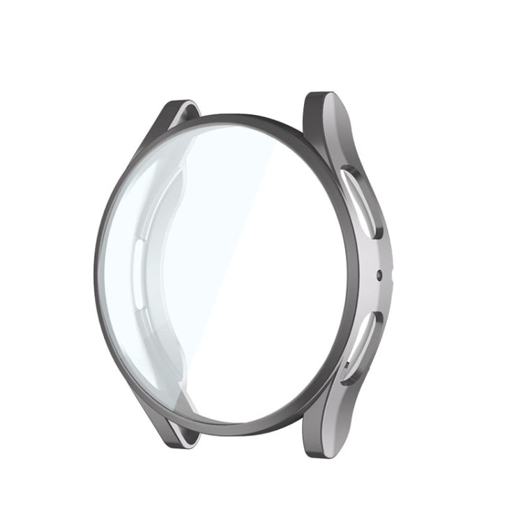 Electroplated soft TPU watch case with full coverage screen protector, silver gray