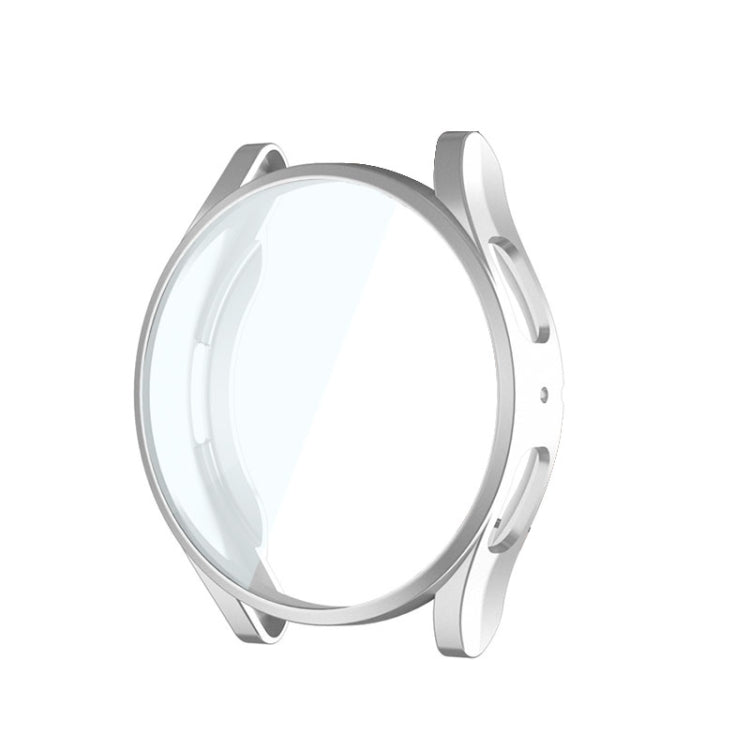 Electroplated soft TPU watch case with full coverage screen protector, silver