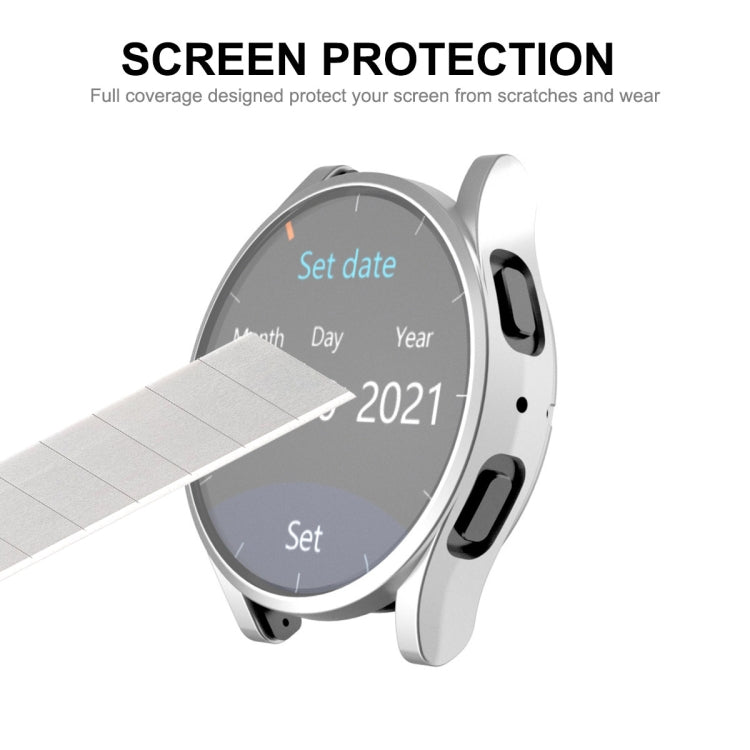 Electroplated soft TPU watch case with full coverage, screen protection, silver gray