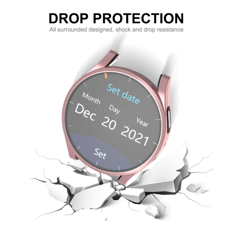 Electroplated soft TPU watch case with full coverage, drop protection look, rose pink