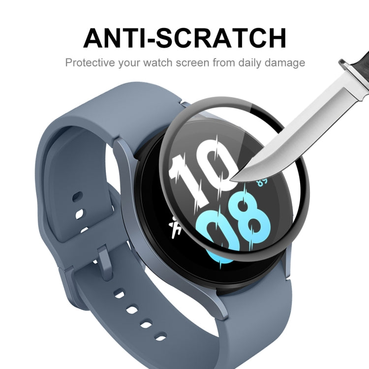 Galaxy Watch 5 screen protector film over watch display with anti-scratch protection icon