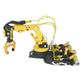 Yellow 3-in-1 hydraulic robot arm toy with articulated claw and hoses
