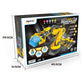 Yellow hydraulic robot arm science kit box with assembled robot arm on front