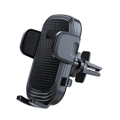 Car air-vent phone holder with adjustable clip and side cradle, dark gray