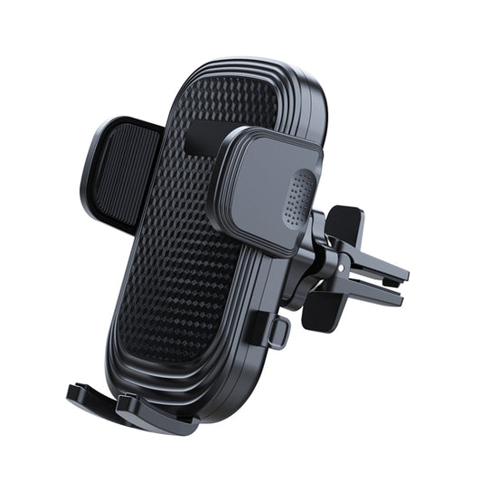 Car air-vent phone holder with adjustable clip and side cradle, dark gray