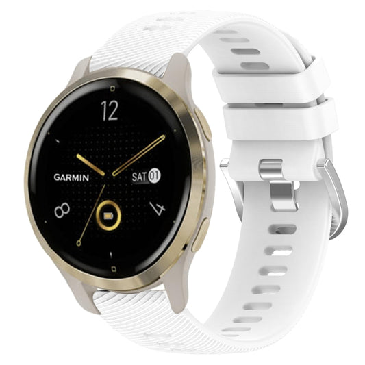 White silicone watch band with ridged texture and snap clasp for secure fit