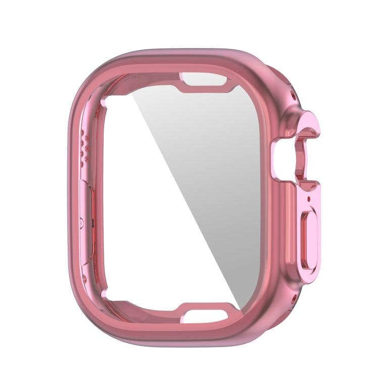 Electroplated soft TPU case with screen film, pink rose gold for Apple Watch 49mm