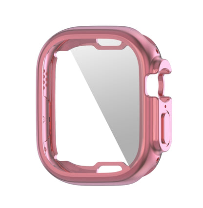Electroplated soft TPU case with screen film, pink rose gold for Apple Watch 49mm