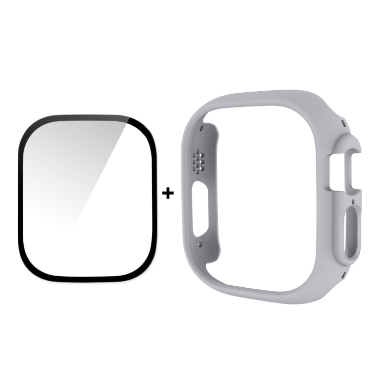 ENKAY 49mm Apple Watch tempered glass + white protective case set