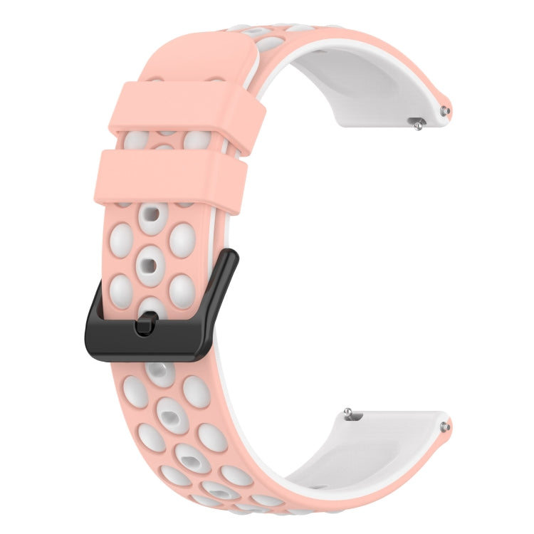 20mm porous two-color silicone watch band for Galaxy Watch 42mm, light pink with pale white