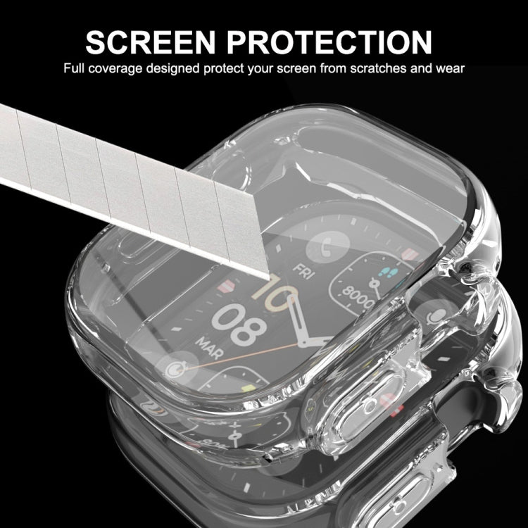 Clear TPU screen-protection case with screen film covering Apple Watch display