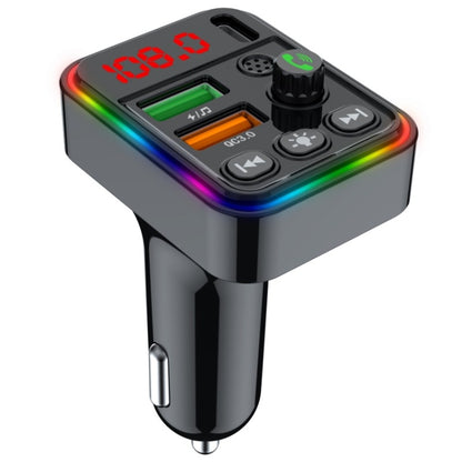 Car fast charger adapter with USB and Type-C ports, multicolor LED voltage display