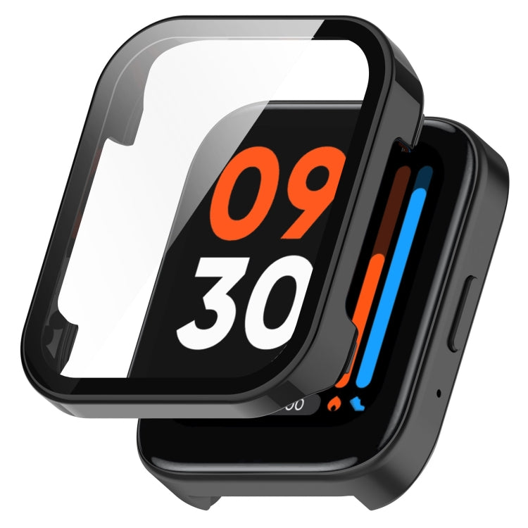 Black protective case with tempered film front cover for a smartwatch