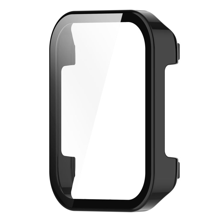 Black protective smartwatch case with tempered film screen cover, side view