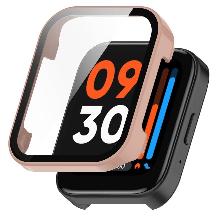 Pink protective case with tempered film front cover for a smartwatch