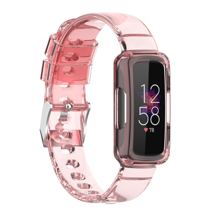 TPU integrated watch band with transparent pink strap and pink watch case for Fitbit Inspire 3