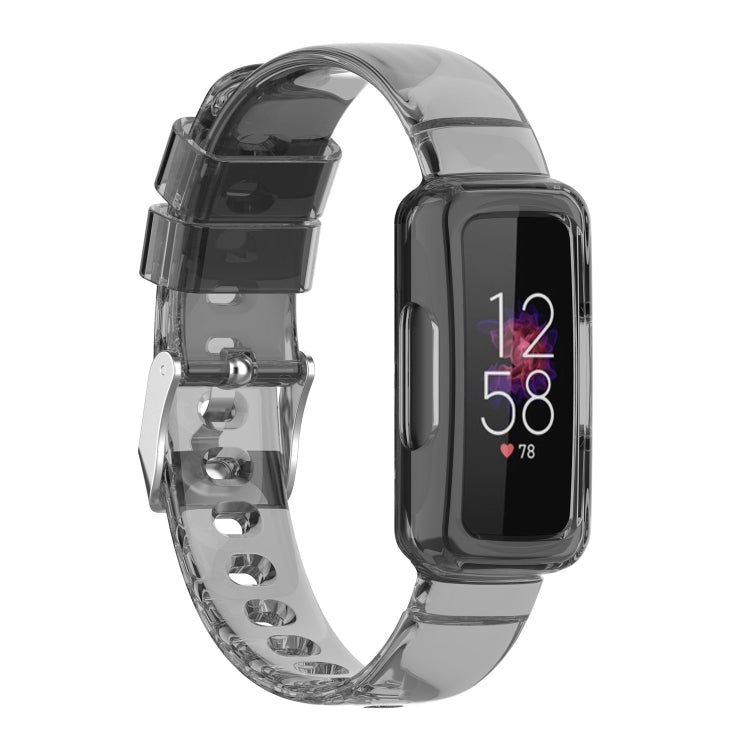 TPU integrated watch band with transparent black strap and smoke watch case for Fitbit Inspire 3