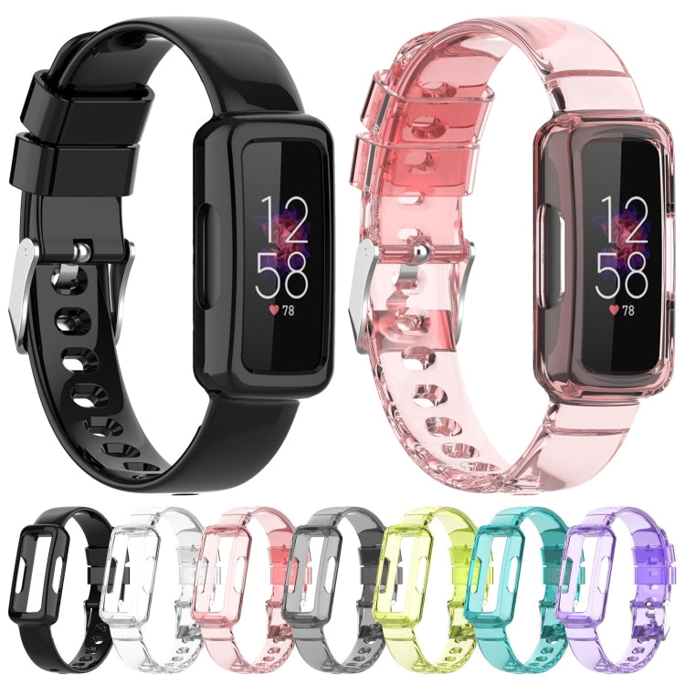 TPU integrated watch bands set in black, transparent pink, and clear colors for Fitbit Inspire 3