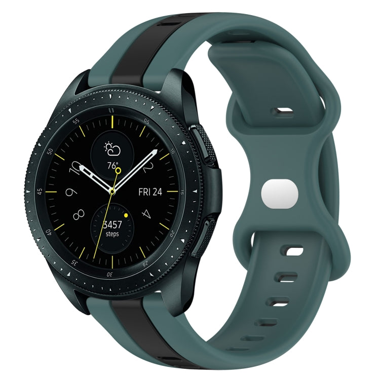 Two-color silicone watch band with butterfly buckle, green and black for Galaxy Watch 42mm