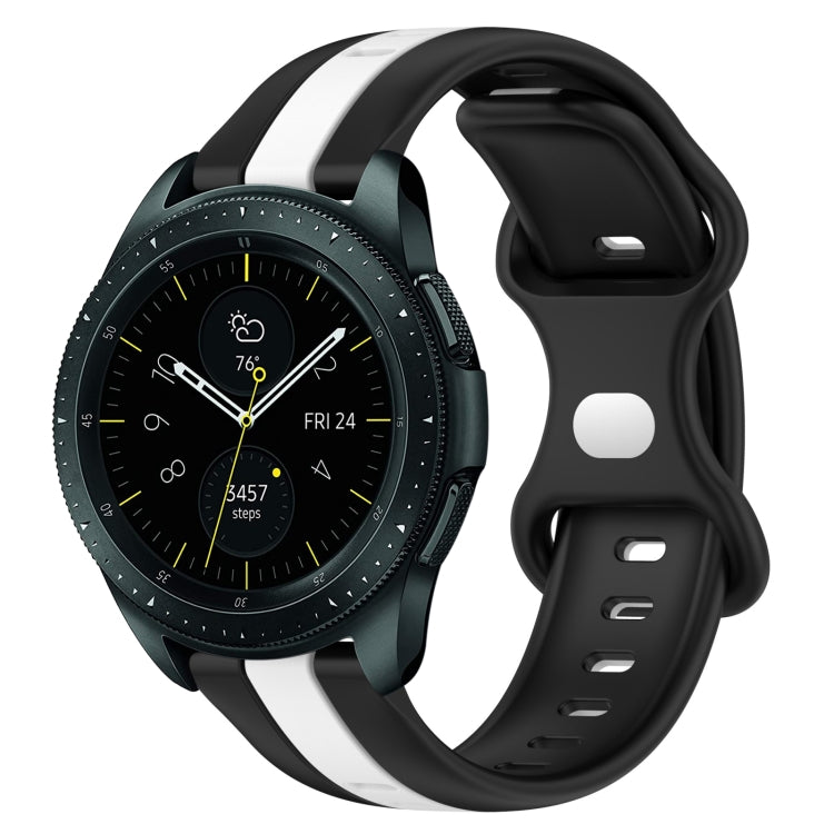 Two-color silicone watch band with butterfly buckle, black and white for Galaxy Watch 42mm