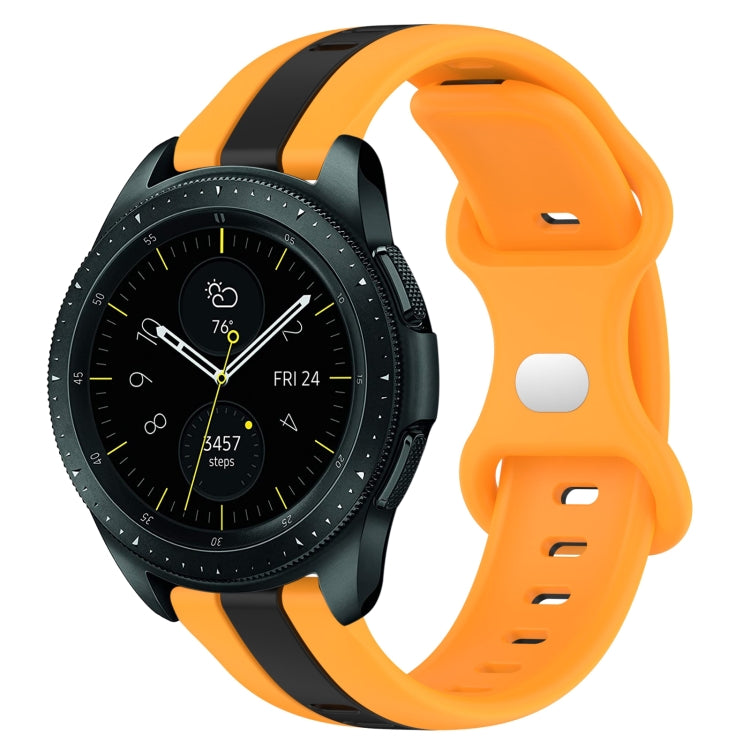 Two-color silicone watch band with butterfly buckle, orange and black for Galaxy Watch 42mm