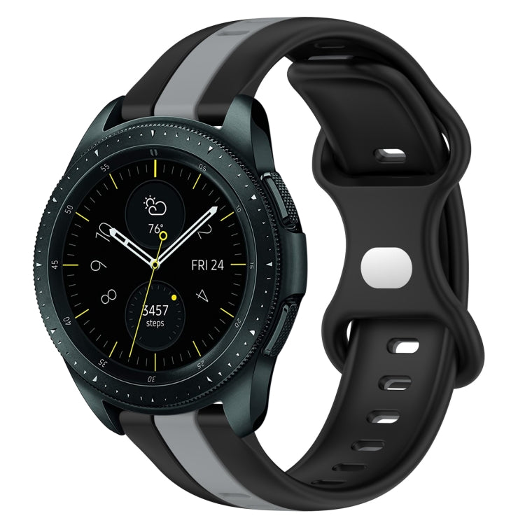 Two-color silicone watch band with butterfly buckle, black and white for Galaxy Watch 42mm