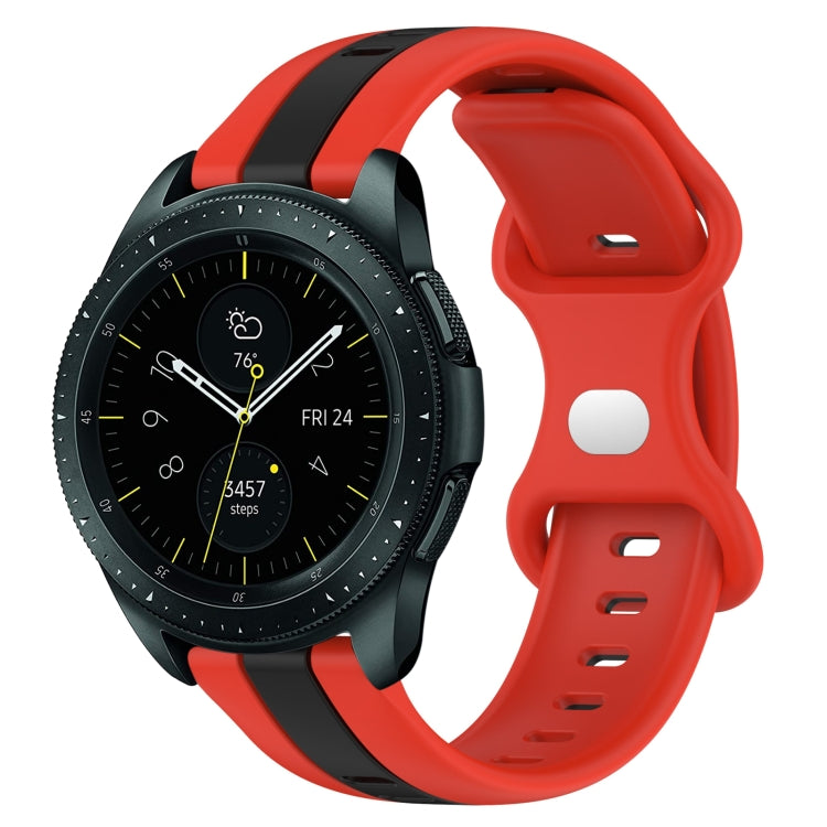 Two-color silicone watch band with butterfly buckle, orange and black for Galaxy Watch 42mm