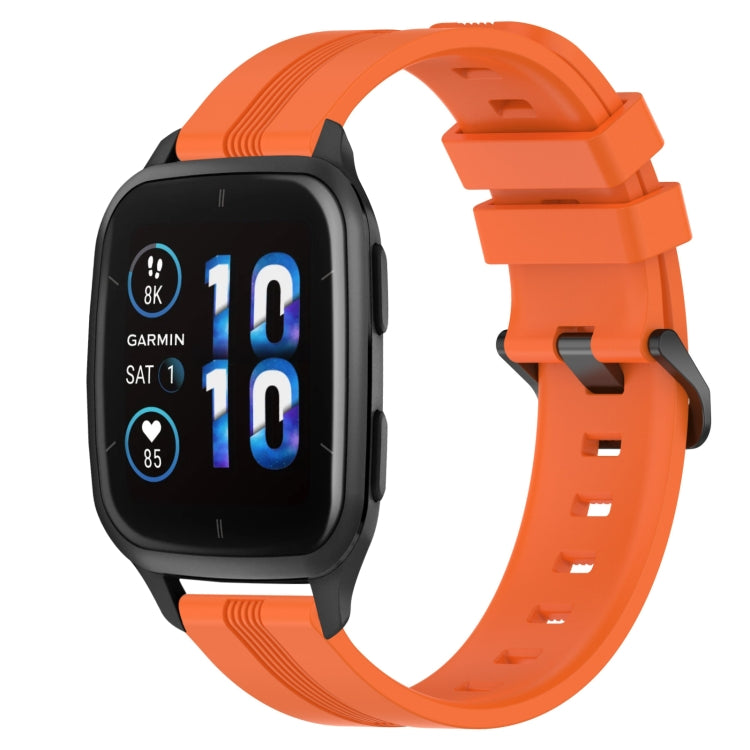 Silicone watch band with concave striped design, orange