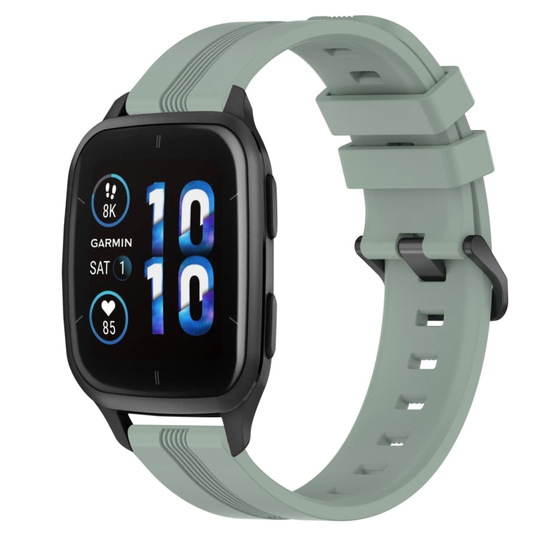 Silicone watch band with concave striped design, sage green