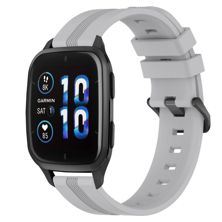 Silicone watch band with concave striped design, light gray