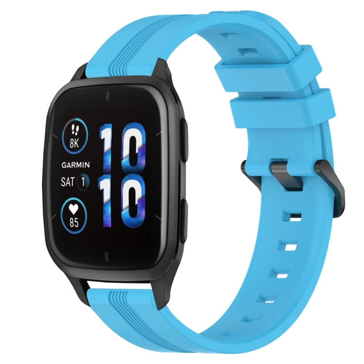 Silicone watch band with concave striped design, sky blue