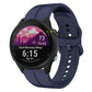 Navy silicone watch band with multiple holes and round smartwatch case