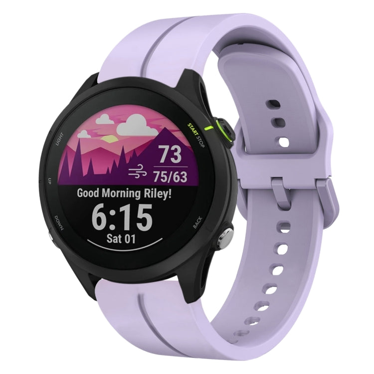 Purple 22mm loop silicone watch band with perforated strap and pin-buckle