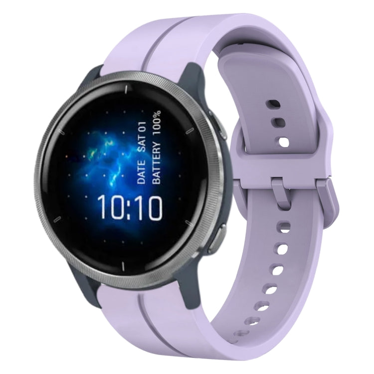 Light purple 22mm loop silicone watch band with perforated strap and pin-buckle