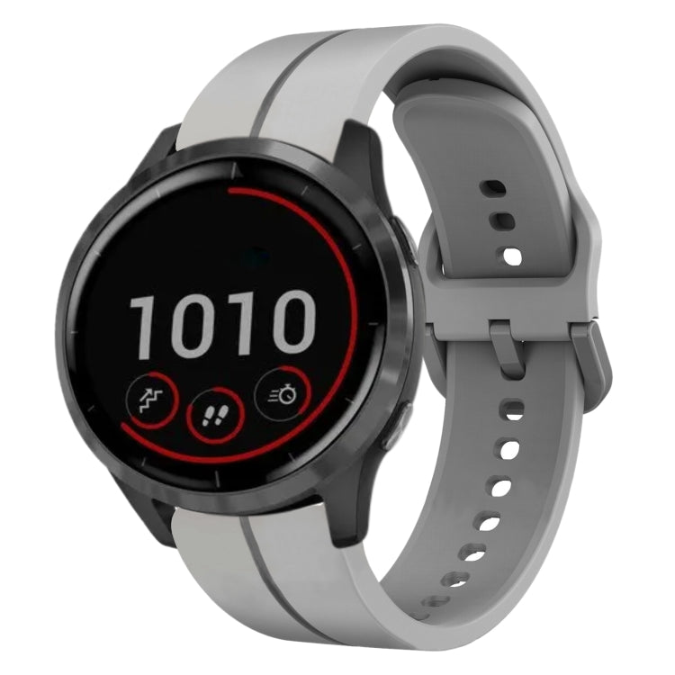 Grey 22mm loop silicone watch band with secure pin-buckle and adjustment holes